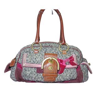 Coach 2005 Vintage Soho Tweed, Suede & leather Mini Boston Bag Satchel